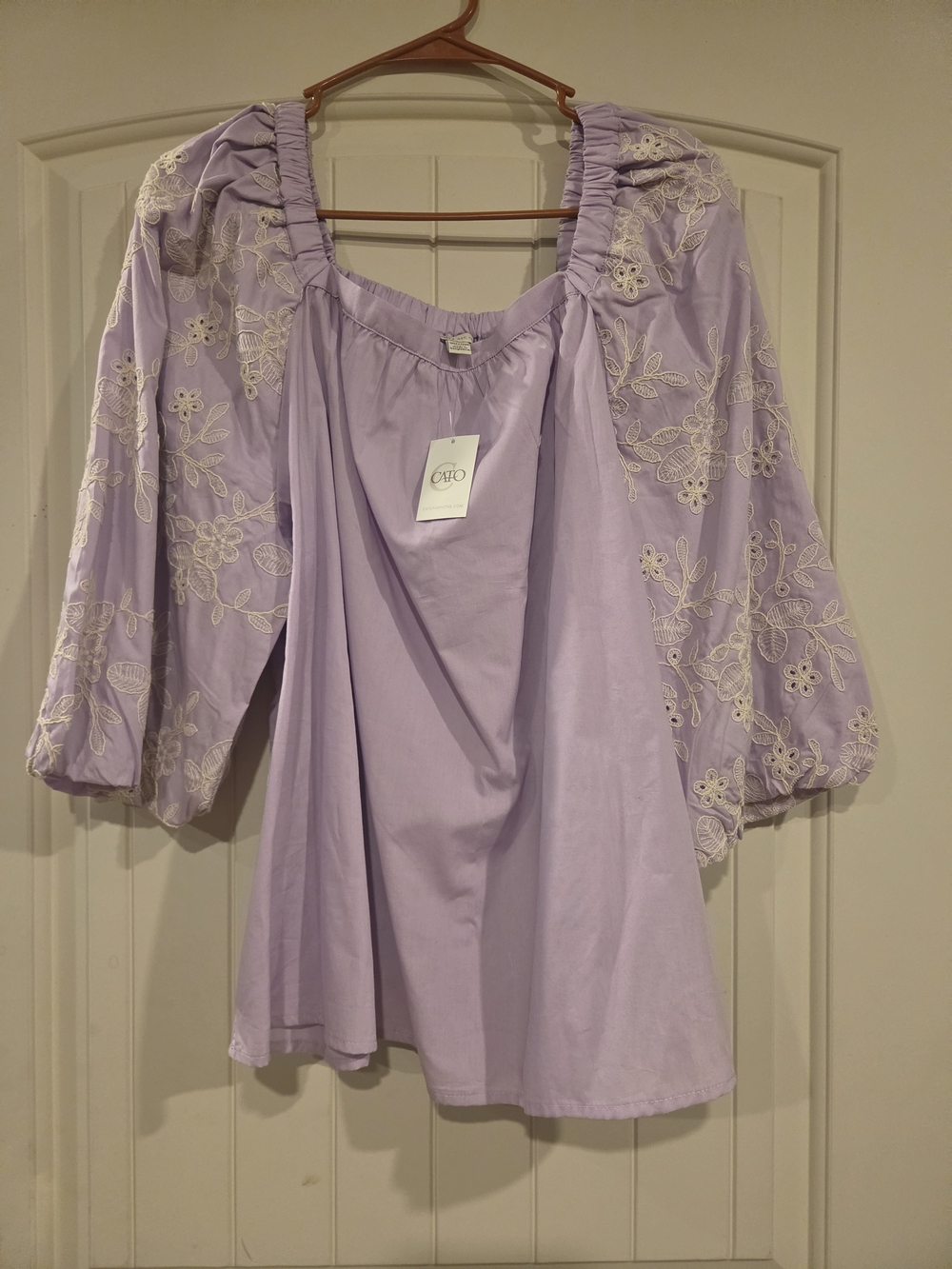 Cato Lavender Embroidered Top